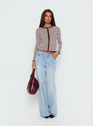 Elcie Button Up Cardigan Brown Stripe