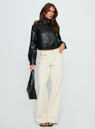 Monay Faux Leather Jacket Black