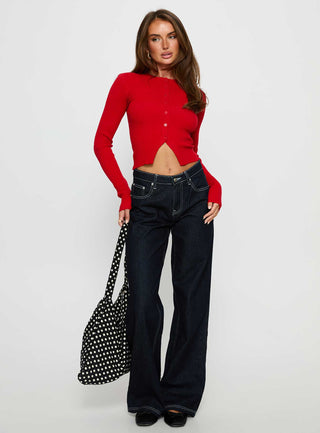 Suzu Long Sleeve Knit Top Red