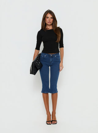 Kissimo Kick Flare Capri Pants Indigo Blue