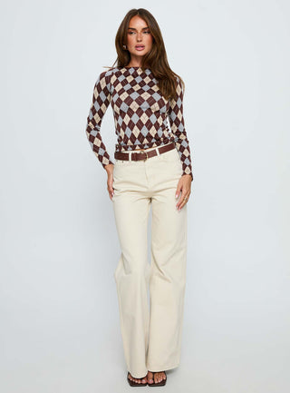 Maple Mid Rise Flare Jeans Ecru