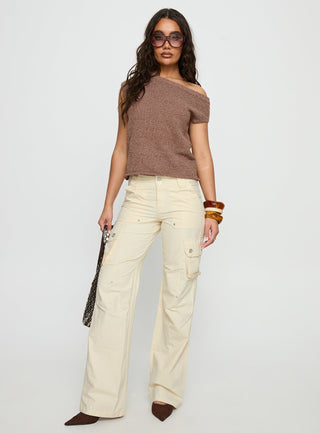 Ashfield Off Shoulder Top Brown