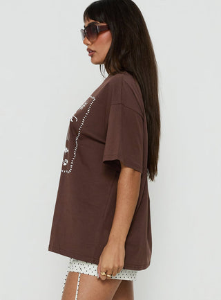 Hotel Sole Oversized Graphic Tee Brown
