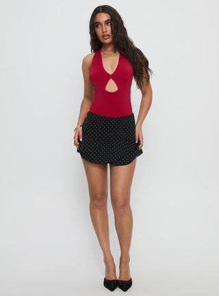 Sonsie Mini Skirt Black  White Polka