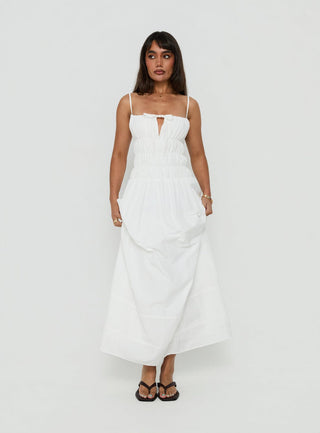 Loralei Shirred Maxi Dress White