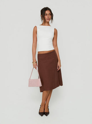 Baseline Rib Boat Neck Low Back Top White