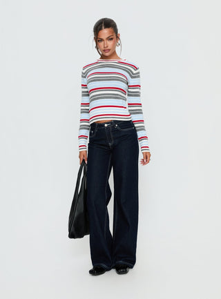 Briette Long Sleeve Top Blue  Red Stripe