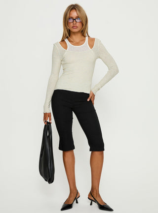Ceyla Layered Long Sleeve Top White  Stripe