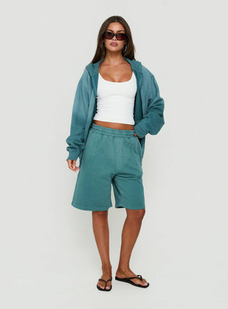 Fleece Baggy Jort Washed Teal