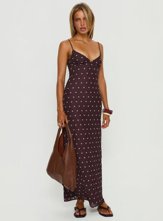 Glass Half Full Mesh Maxi Dress Plum  Pink Polka Dot