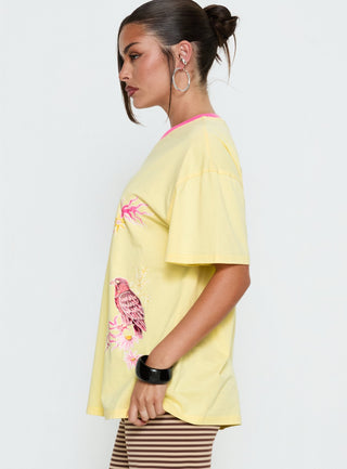 Wild Light Oversized Graphic Tee Yellow  Pink