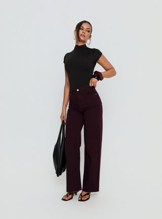 Nicolo High Rise Straight Leg Jeans Currant