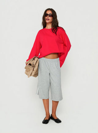 Settle Down Long Sleeve Top Red