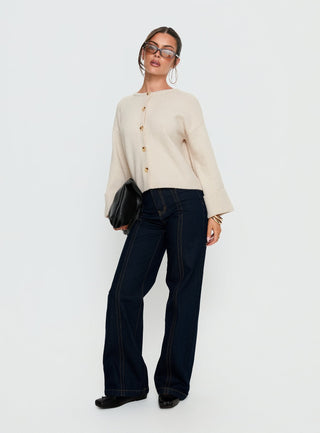Shinead Cuffed Knit Cardigan White