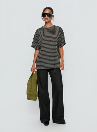 Zaydee Oversized Tee Grey  Black Stripe
