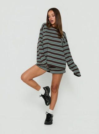 Settle Down Shorts Brown Stripe
