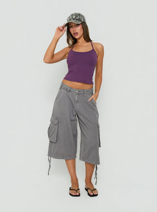 Daily Define Thin Strap Halter Tank Top Fresh Purple