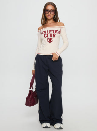 Athletics Club Long Sleeve Graphic Top Cream  Red