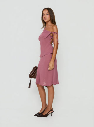 Vianna Sheer Midi Skirt Pink