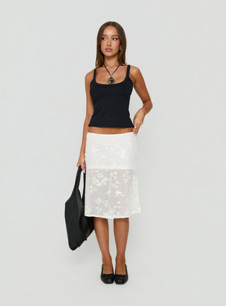 Heart Stealer Sheer Sequin Midi Skirt White