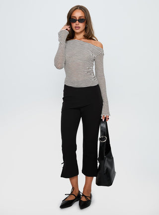 Synergies Long Sleeve Top Brown  White Stripe