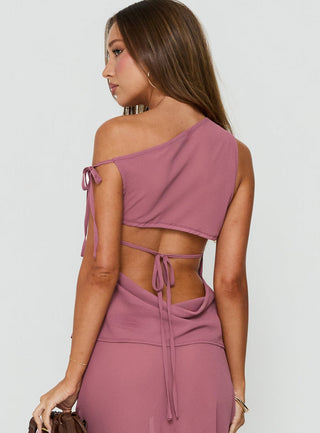 Vianna One Shoulder Foldover Detail Top Pink