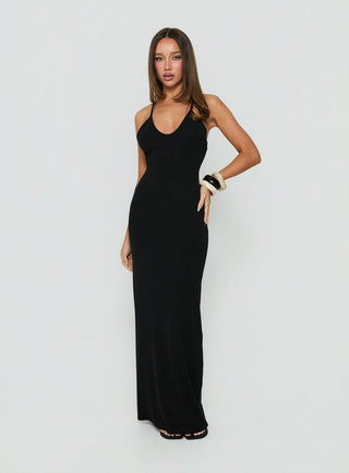 Pasita Halter Tie Up Maxi Dress Black