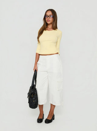 Bridgeta V Neck 3/4 Sleeve Top Lemon