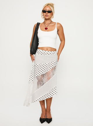 Rennar Maxi Skirt White  Polka Dot