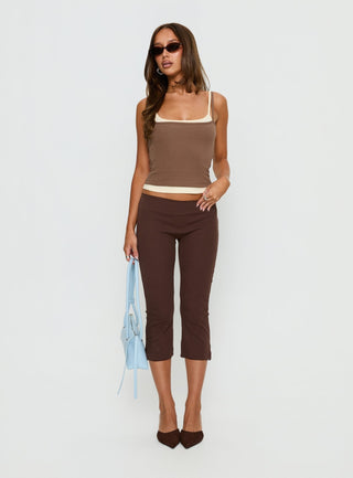 Maeka Layered Jersey Tank Top Brown  Cream