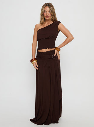 Full Orbit One Shoulder Top Chocolate