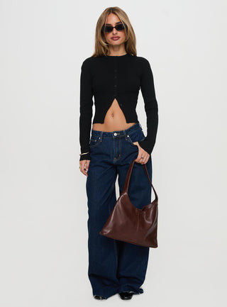 Suzu Long Sleeve Knit Top Black