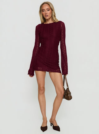 Delandra Long Sleeve Textured Playsuit Red