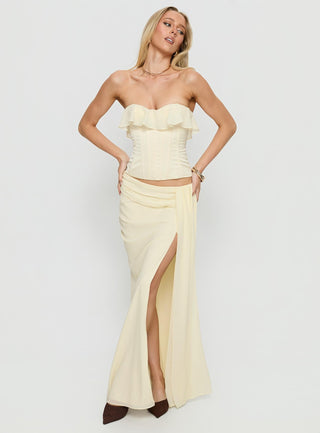 Holliann Strapless Frill Corset Top Butter