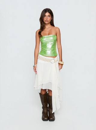 Mistyque Strapless Metallic Top Lime