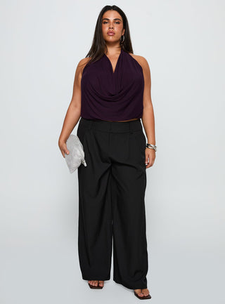 Carefree Days Cowl Neck Top Purple Curve