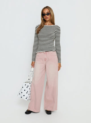 Lucky Dip Mid Rise Straight Leg Jeans Washed Pink