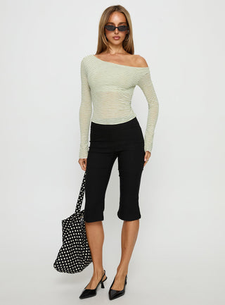 Synergies Long Sleeve Top Sage  White Stripe
