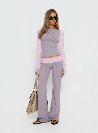 Kobee Jersey Long Sleeve Layering Top Slate  Dusty Pink