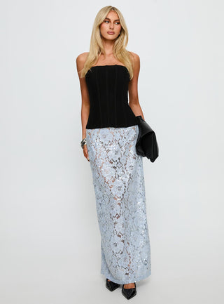 Carman Lace Midi Skirt Blue