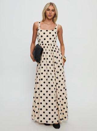 Cartmel Maxi Dress Cream  Polka Dot