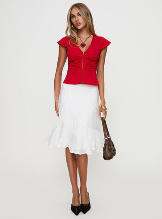 With Kindness Midi Skirt White