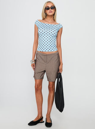 Cheirosa Off Shoulder Top Blue  Brown