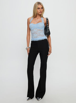 Fantasize Lace Halter Top Blue