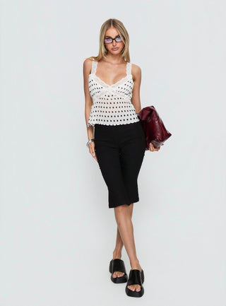 Raydon Lace Trim Cami Top White  Black Polka