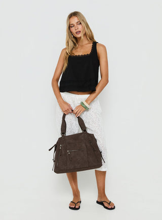 Alanah Lace Trim Top Black