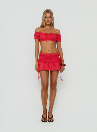 Corabel Ruffle Skort Red