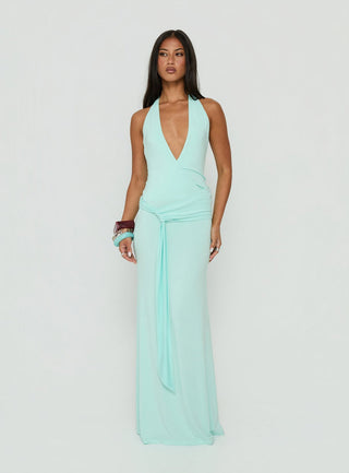 So Major Draped A-Line Maxi Dress Blue