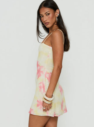 Nikai Graphic Mini Dress Sequin Floral