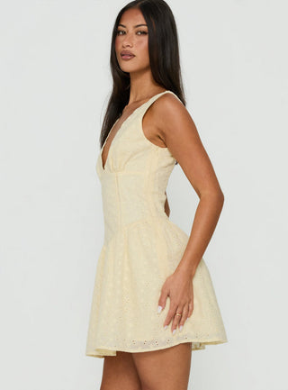 Thinking Bout You Lace Trim Sleeveless Mini Dress Butter